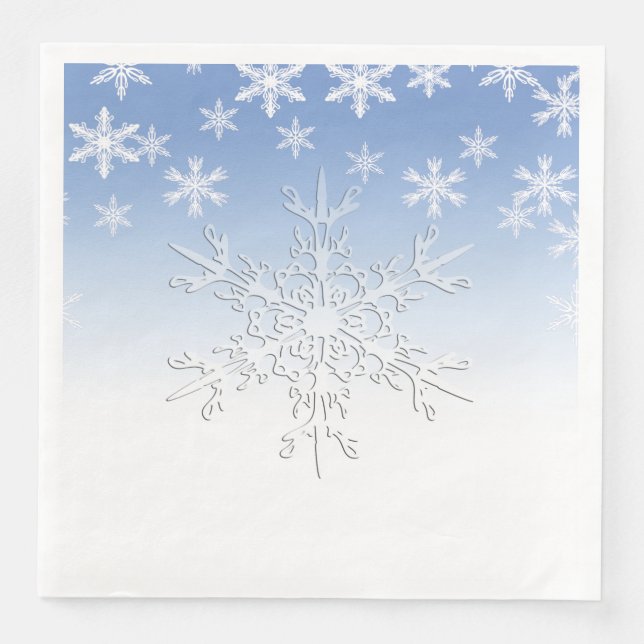 Winterschneeflocken Blau Serviette (Vorderseite)