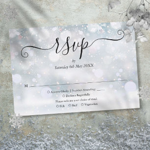 Winterschneeflocken Elegante Script-Hochzeit RSVP Karte