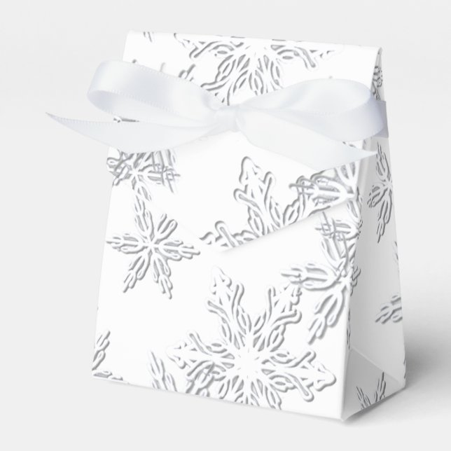 Winterschneeflocken Eleganter weißer Zelt Geschenkschachtel (Vorderseite)