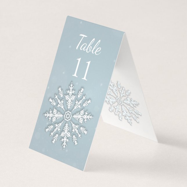 Winterschneeflocken, gefroren Hochzeit-Tischnummer (Vorderseite)