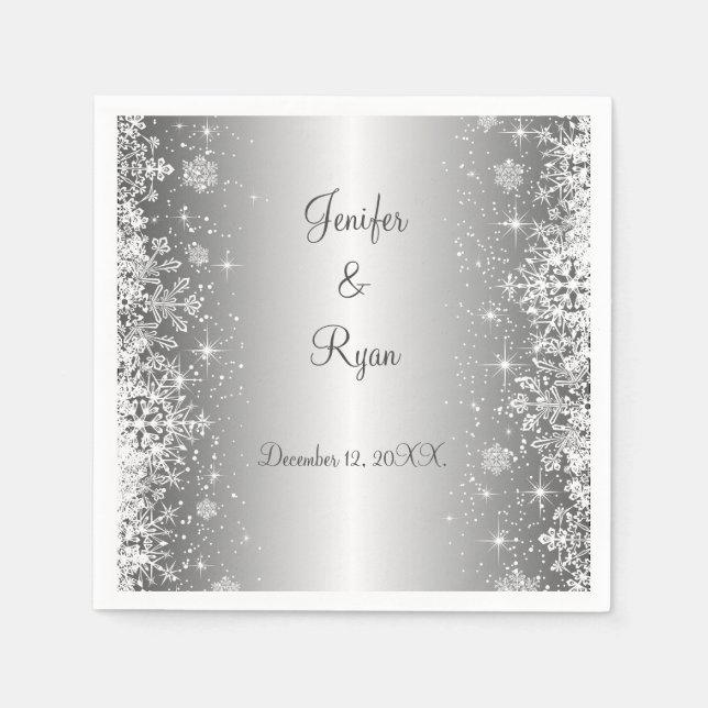 Winterschneeflocken Hochzeit von Napkins Serviette (Vorderseite)