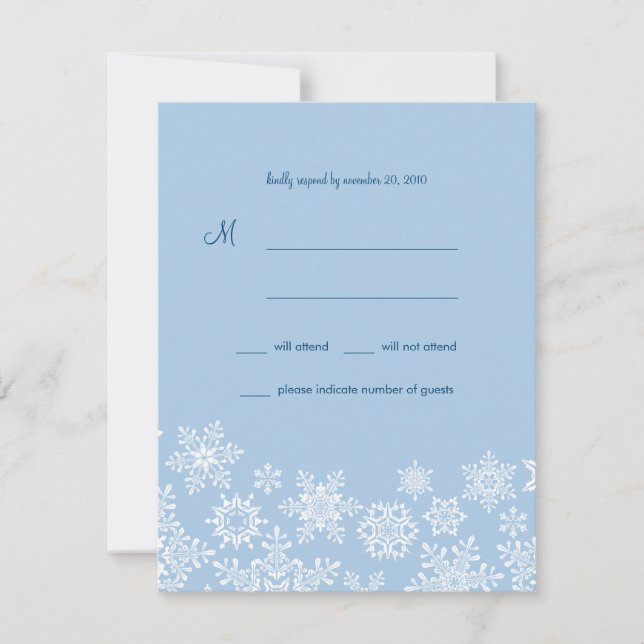 Winterschneeflocken Hochzeitkarte RSVP (Vorderseite)