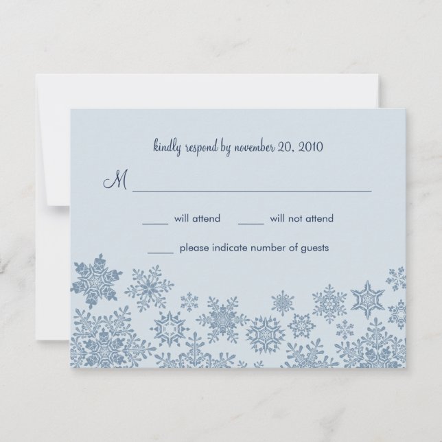 Winterschneeflocken Hochzeitkarte RSVP (Vorderseite)