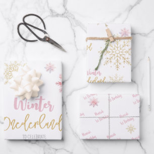 Winterschneeflocken im Glitzer der Nationalstaaten Geschenkpapier Set