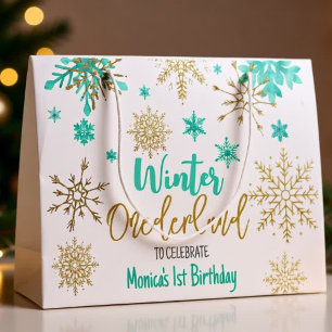 Winterschneeflocken im Glitzer der Nationalstaaten Große Geschenktüte