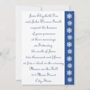 Winterschneeflocken in Blue Wedding Einladung