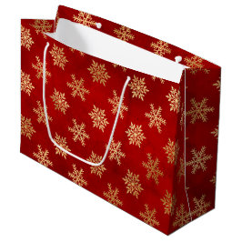 Winterschneeflocken in Rot und Gold Große Geschenktüte