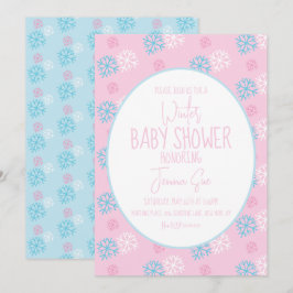 Winterschneeflocken Pink Blue Baby Dusche Einladung