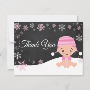 Winterschneeflocken Rosa Danke Karte