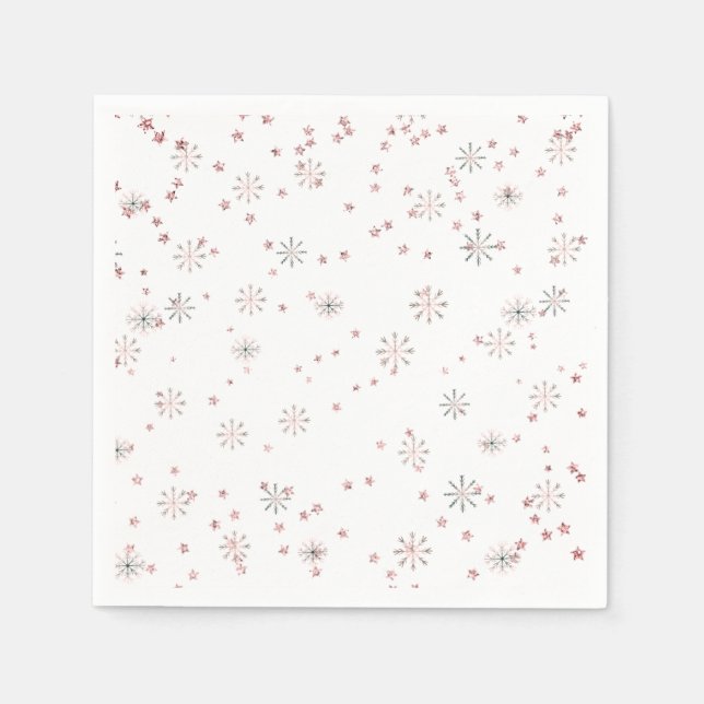 Winterschneeflocken Rosa und Silber Serviette (Vorderseite)