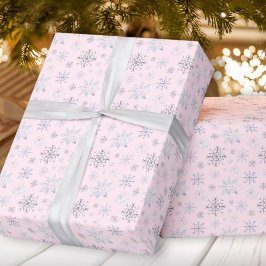 Winterschneeflocken Rosa Weihnachtswackelpapier Geschenkpapier