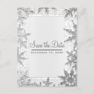 Winterschneeflocken Save the Date Ankündigungspostkarte