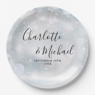 Winterschneeflocken Signature Script Hochzeit Pappteller