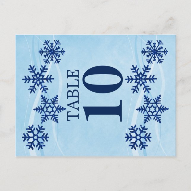 Winterschneeflocken Tischnummer Card (Vorderseite)