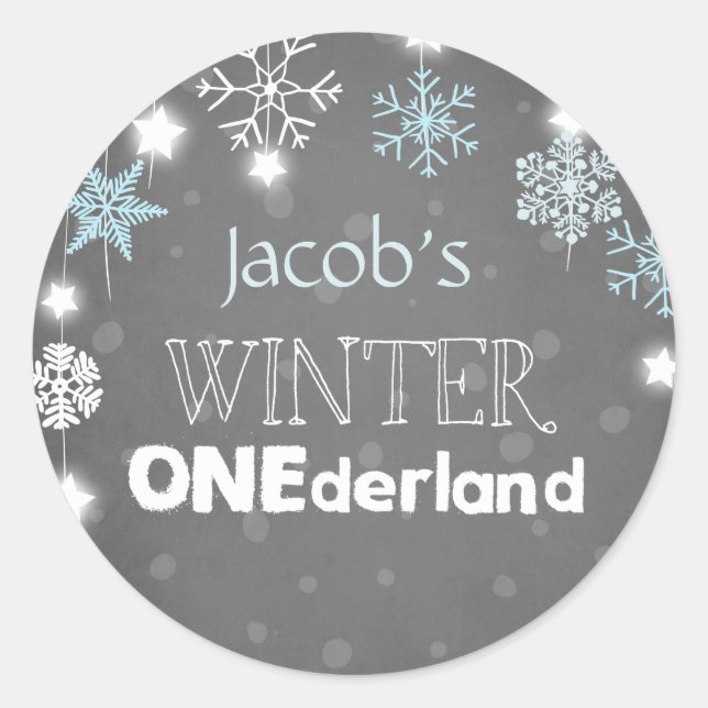 Winterschneeflocken Umschlag Aufkleber blau (Vorderseite)