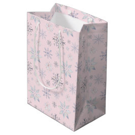 Winterschneeflocken Weihnachtsrosa Mittlere Geschenktüte