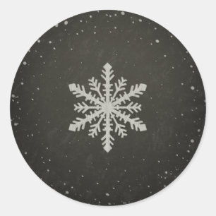 Winterschneeflocken Weißer Chalk Zeichnend Runder Aufkleber