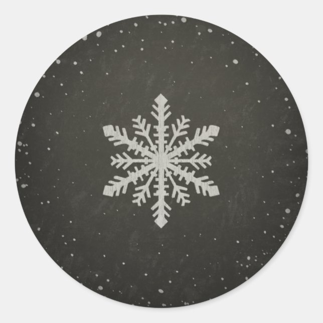 Winterschneeflocken Weißer Chalk Zeichnend Runder Aufkleber (Vorderseite)