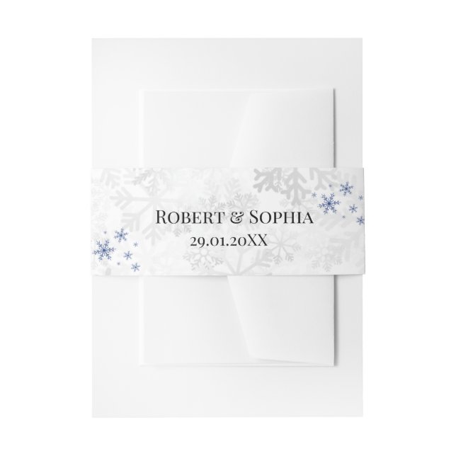 Winterschneeflockenhochzeit Einladungsbanderole (Vorderseite Beispiel)