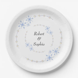 Winterschneeflockenhochzeit Pappteller