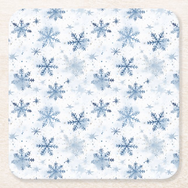 Winterschneeflockenmuster Rechteckiger Pappuntersetzer (Vorderseite)