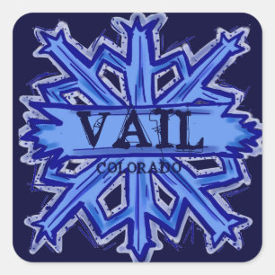 Winterschneeflocksticker Vail Colorado Quadratischer Aufkleber