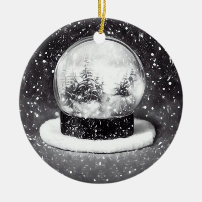 Winterschneeglobe Keramik Ornament (Vorne)