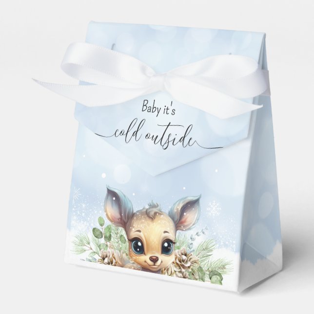 Winterschneekalte draußen Blue Baby Dusche Hirsch Geschenkschachtel (Vorderseite)