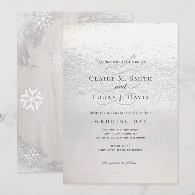 Winterschneeklassische Hochzeit Einladung (Vorne/Hinten)