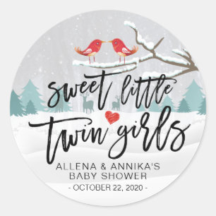 Winterschneekücher Dusche Sweet Little Twin Girls Runder Aufkleber