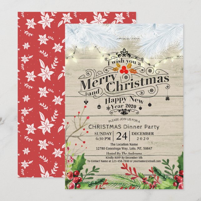 Winterschneeland Weihnachten & Neues Jahr Party Einladung (Vorne/Hinten)