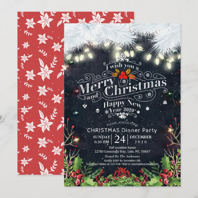 Winterschneeland Weihnachten & Neues Jahr Party Einladung (Vorne/Hinten)
