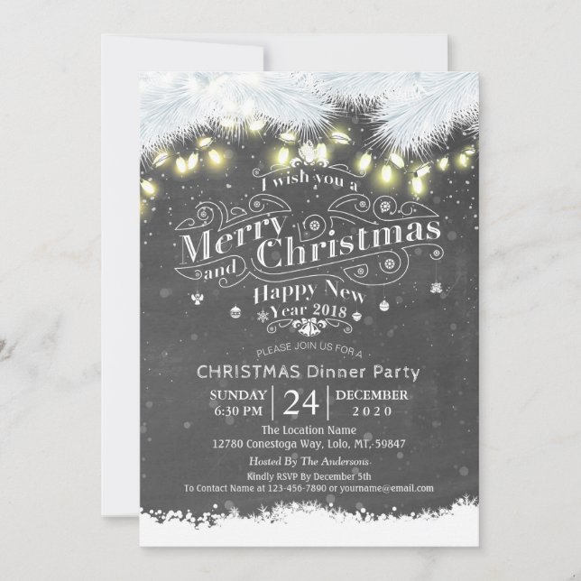Winterschneeland Weihnachten & Neues Jahr Party Einladung (Vorderseite)