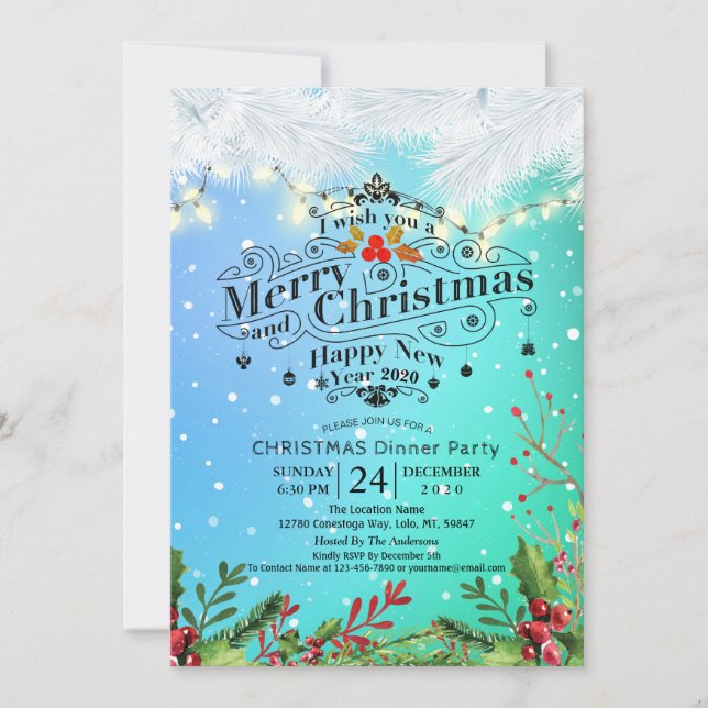 Winterschneeland Weihnachten & Neues Jahr Party Einladung (Vorderseite)