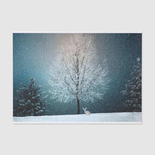 Winterschneelandschaftsschneehäschen Seidenpapier (Vorderseite)