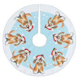 Winterschneelied-Gesanghundebaum-Shirt Polyester Weihnachtsbaumdecke