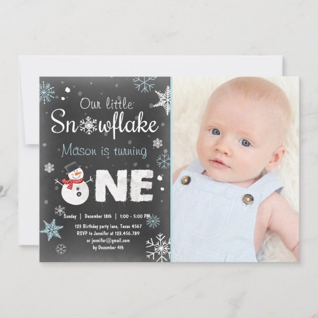 Winterschneemann am Sonntag Einladung (Vorderseite)