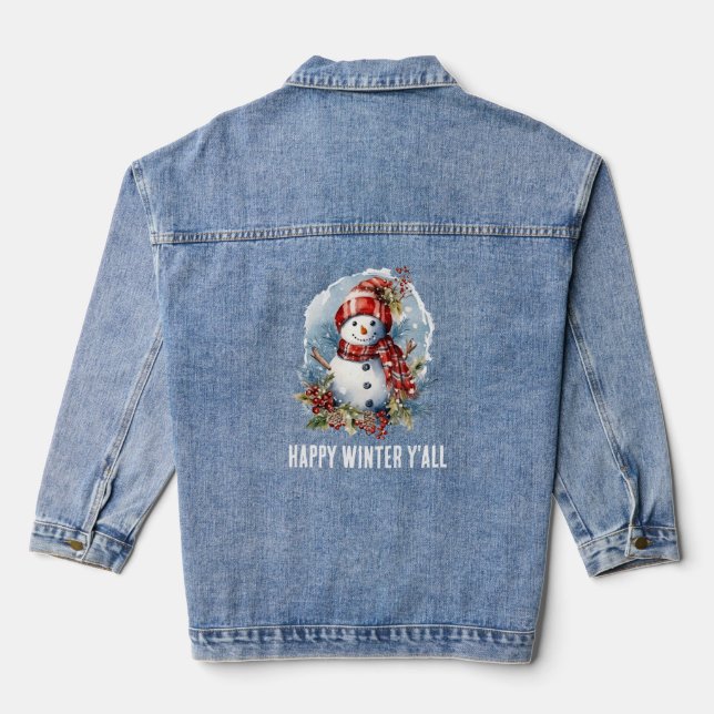Winterschneemann - Text hinzufügen Jeansjacke (Rückseite)