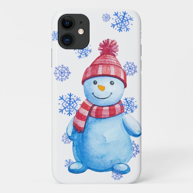 Winterschneemann und Schneeflocken Case-Mate iPhone Hülle (Rückseite)