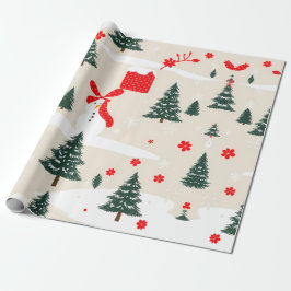 Winterschneemann und Weihnachtsbaumen Geschenkpapier