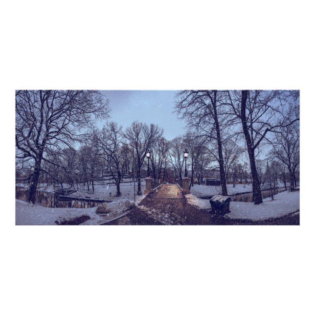 Winterschneepark im Abend Fotodruck (Vorne)