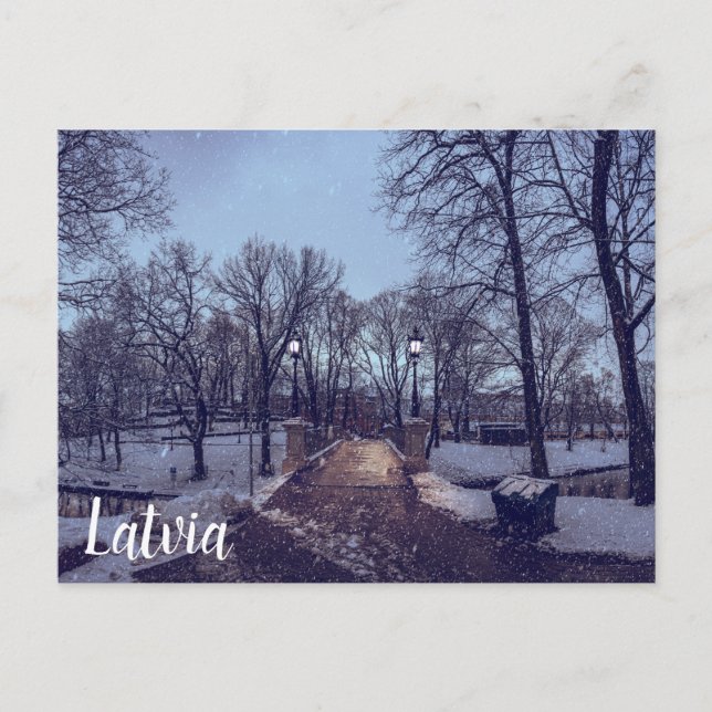 Winterschneepark im Abend Postkarte (Vorderseite)