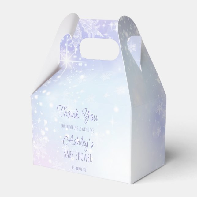 Winterschneepastellfarben Babydusche Geschenkschachtel (Vorderseite)