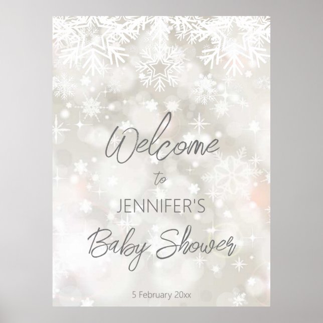 Winterschneepastellfarben Babydusche willkommen Poster (Vorne)