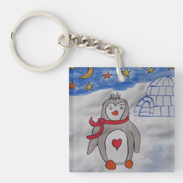 Winterschneepinguin Schlüsselring (Vorderseite)