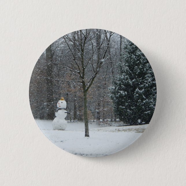Winterschneeszene der Nachbarin Button (Vorderseite)