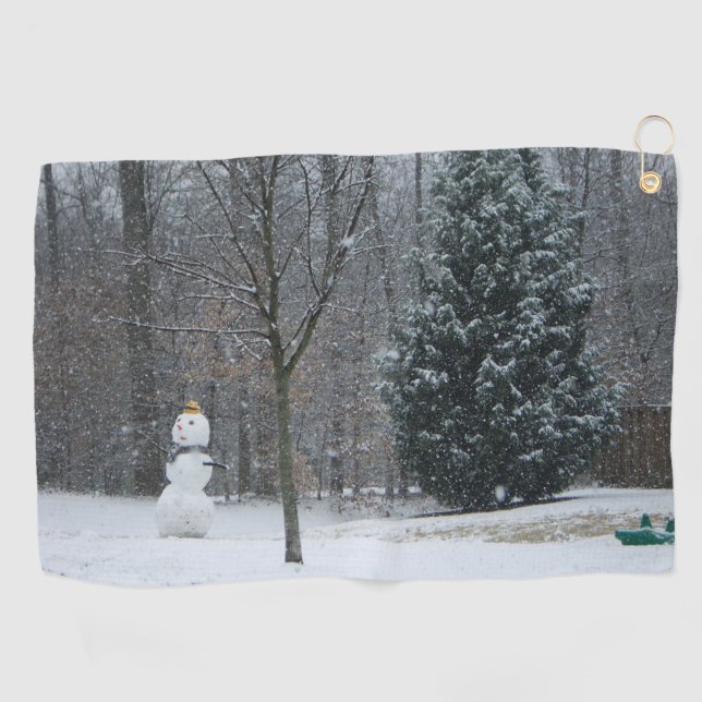 Winterschneeszene der Nachbarin Golfhandtuch (Horizontal)