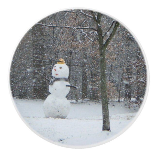 Winterschneeszene der Nachbarin Keramikknauf (Vorderseite)