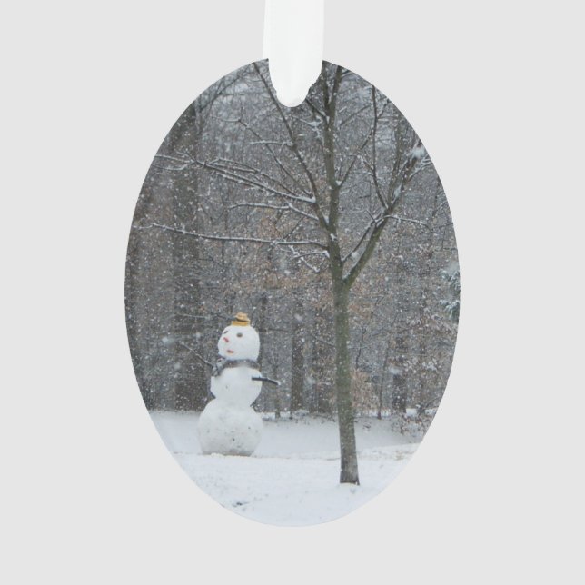 Winterschneeszene der Nachbarin Ornament (Rückseite)