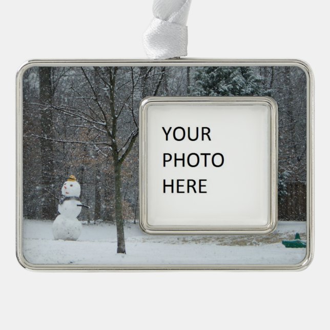 Winterschneeszene der Nachbarin Rahmen-Ornament Silber (Vorderseite)